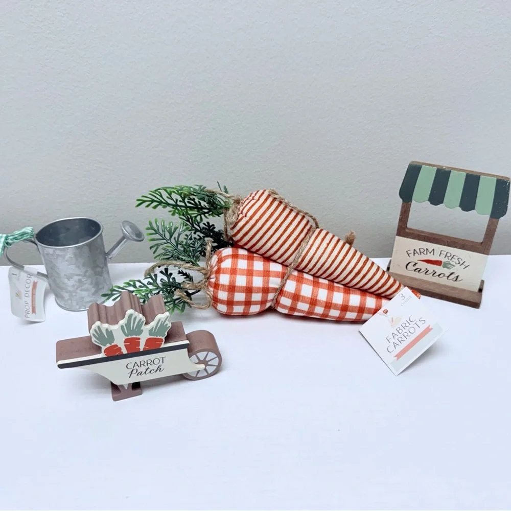 New Target Bullseye Playground Carrot Patch Wooden Signs, Pail, & Fabric Carrots